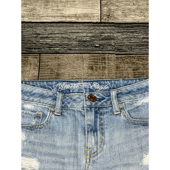American Eagle Distressed Light Wash Jean Skirt - Picture 4 of 6